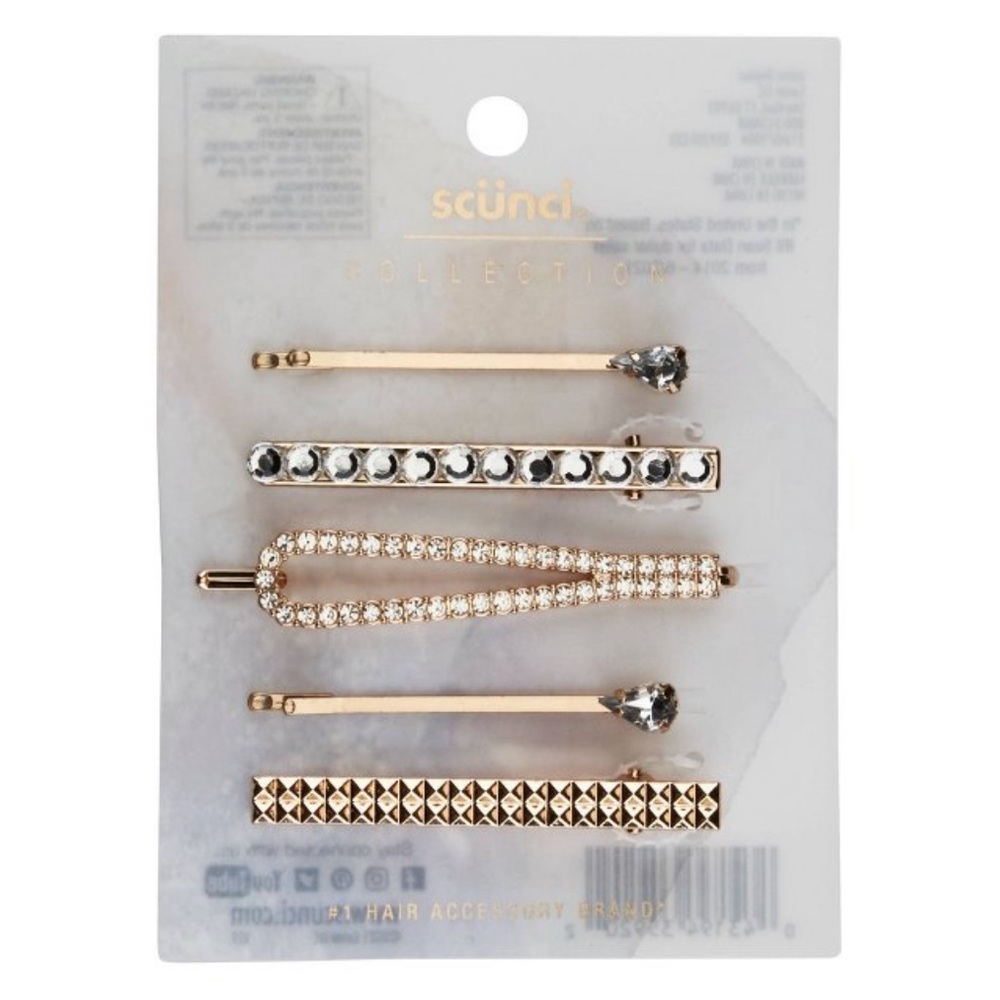 scunci collection Rhinestones Bobby Pins, 5 pack